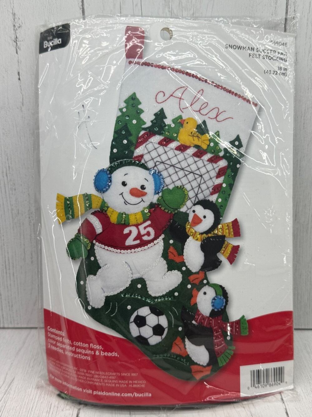 Bucilla Snowman Soccer Fan Felt 18" Christmas Stocking Kit 86904E NEW